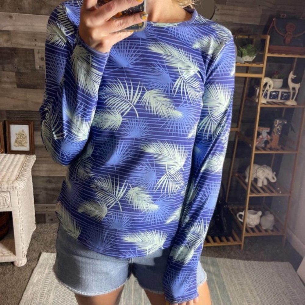 Hang Ten Stripe Palm Tropical Sun Shirt